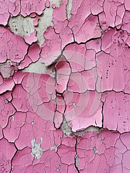 Fading pink paint on a rough surface shows the beauty of impermanence, with every crack and chip telling a silent story
