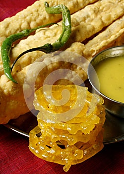 Fafda - A snack from Western Indian of Gujarat photo
