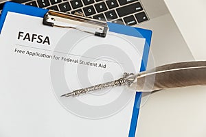 Fafsa statement empty document on the table.