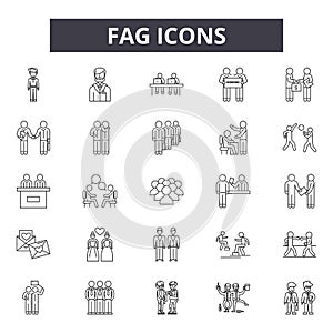 Fag line icons, signs, vector set, outline illustration concept