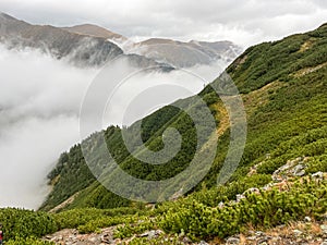 Fagaras Mountain in a cloudy day around Valea Rea path photo