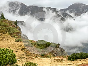 Fagaras Mountain in a cloudy day around Valea Rea path photo