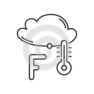 Fahrenheit icon, linear isolated illustration, thin line vector, web design sign, outline concept symbol with editable