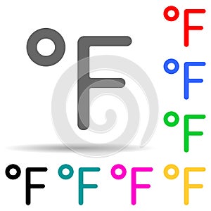 Fahrenheit sign multi color style icon. Simple thin line, outline vector of web icons for ui and ux, website or mobile application