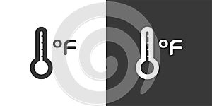 Fahrenheit thermometer. Isolated icon on black and white background. Weather vector illustration