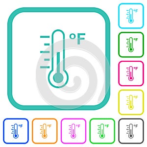 Fahrenheit thermometer medium temperature vivid colored flat icons