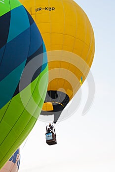 FAI European Hot Air Balloon Championship in Spain. Balloons rising up in the air