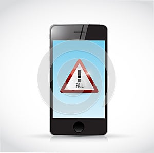 Fail sign on a phone. illustration design