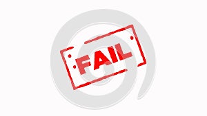 Fail signed with red ink stamp zoom in and zoom out on white background