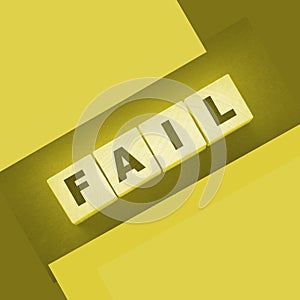 FAIL Word text Written In Wooden Cube blocks on black background. Business crisis concept