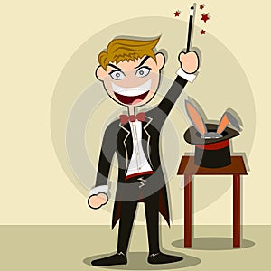 Failed magician try to impres people with rabbit f