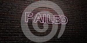 FAILED -Realistic Neon Sign on Brick Wall background - 3D rendered royalty free stock image