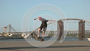 Failed skateboarding stunt.