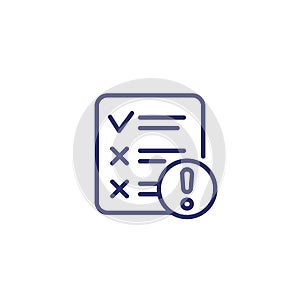failed test line icon on white