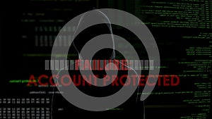Failure, account protected, unsuccessful hacking attempt to steal personal data