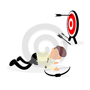 Businessman missing the target and not success