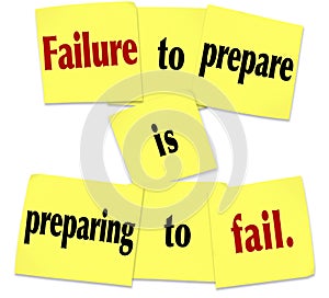 Failure to Prepare is Preparing to Fail Sticky Note Saying photo