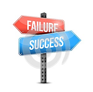 Failure versus success road sign illustration