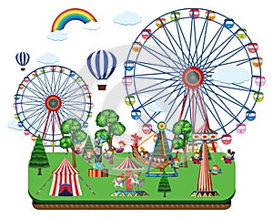 Fair scene with amusement rides