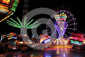 Fair with spinning rides