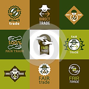 Fair Trade icons set and signs