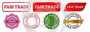 fair trade square and circle stamp seal label sticker for business commerce sale