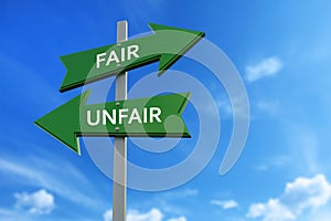 Fair and unfair arrows opposite directions