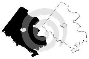 Fairfax County, Commonwealth of Virginia U.S. county, United States of America, USA, U.S., US map vector illustration, scribble