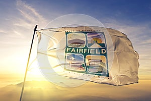 Fairfield of California of United States flag waving on the top