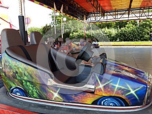 The fairground attractions at amusement park
