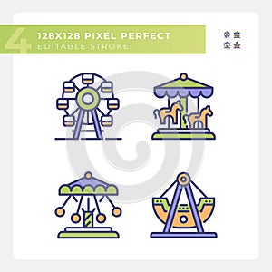 Fairground attractions pixel perfect RGB color icons set