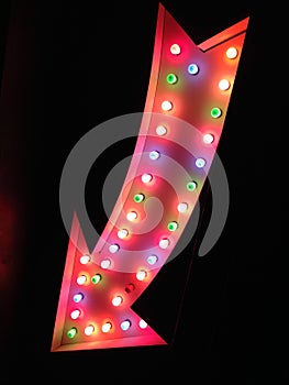 arrow lights fairground carnival arrow circus vegas style arrow pointing at night