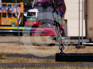 Fairground chair swing ride at fun fair