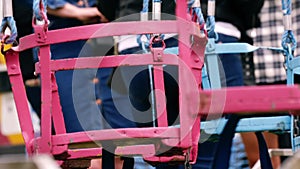 Fairground chair swing ride at fun fair