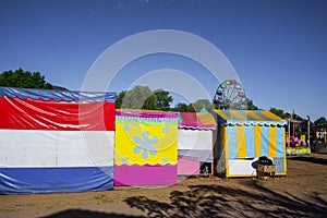 The fairgrounds have many bright colors.