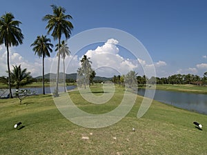 Fairway of par 4 golf hole photo