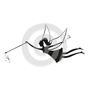 Fairy black silhouette with a magic wand