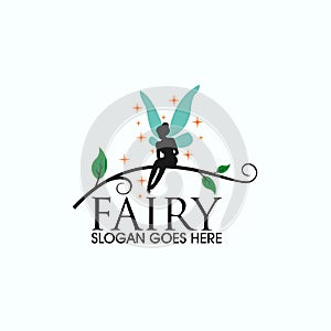 Fairy butterfly girl logo