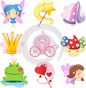 Fairy cartoon icon set