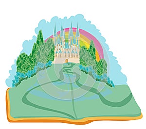 Fairy castle appearing from the book