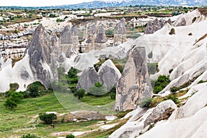 fairy chimney rocks and rock-cut houses in Goreme
