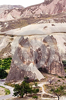 Fairy chimneys in Cappadocia , Goreme valley