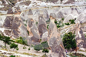 Fairy chimneys in Cappadocia , Goreme valley