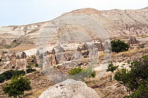 Fairy chimneys in Cappadocia , Goreme valley