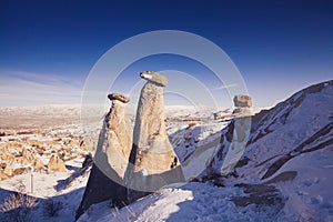 Fairy chimneys at Cappadocia, Turkey The three beauties at Urgu