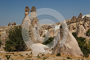 Fairy chimneys in Cappadocia valley