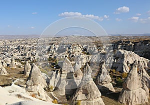 Fairy Chimneys with Fall Colors and Blue Sky in Cappadocia