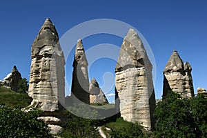 Fairy chimneys in Love Valley in Goreme.