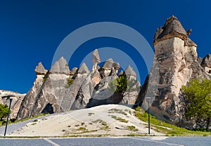 Fairy chimneys in Monks Valley, Cappadocia Turkey