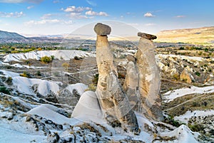 Fairy chimneys near Urgup in Cappadocia. Turkey